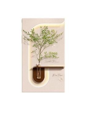 奶户油风客厅背景培墙装饰画水绿植入正门对挂画玄关HLT-407走廊