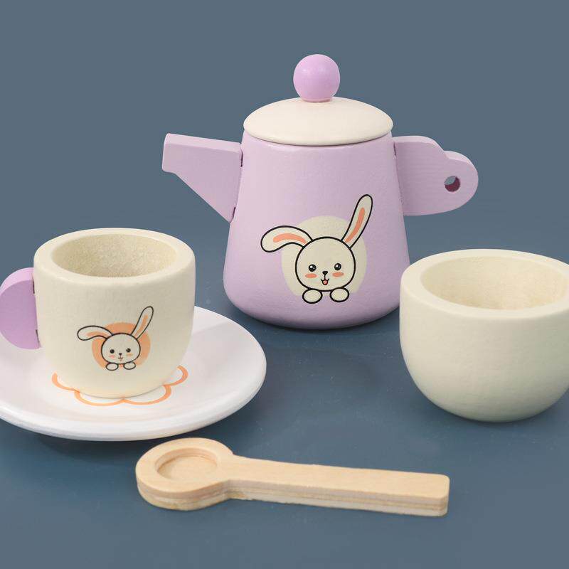 木制儿童仿真过家家兔茶下午小茶具厨房玩具认43201知角色演扮木