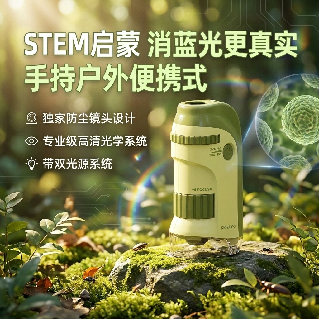 看虫显微镜儿童科学实验启蒙看生物昆虫全貌幼儿园小学生用手持便携式高清光学放大镜小型户外玩具男女孩礼物