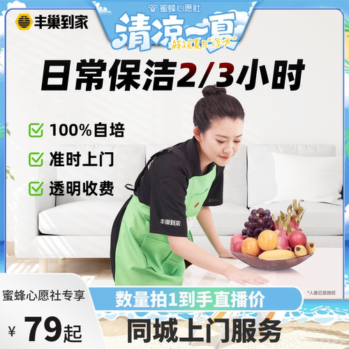 【蜜蜂心愿社】丰巢到家日常保洁2/3小时家政保洁阿姨上门服务