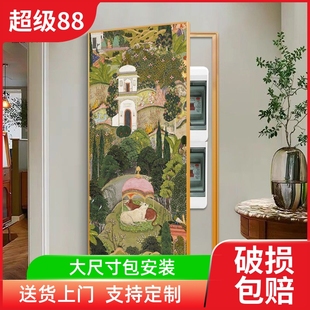 中古风竖版超大尺寸电表箱挂画可定制玄关复古装饰画消防栓遮挡