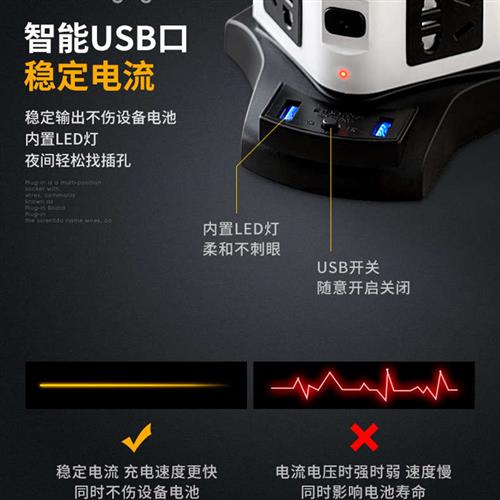 立式插座塔式多孔带usb充电智能插线板多功能接线板学生宿舍插排