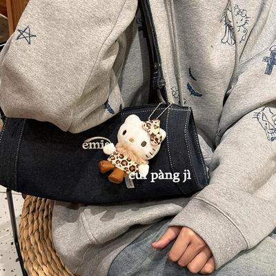 复古豹纹毛领kt猫挂件