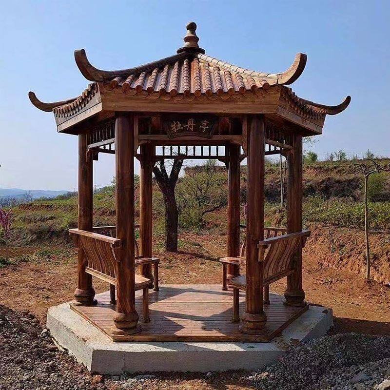 订做六角凉亭别墅户外古建亭子庭院四角亭子遮阳防晒休闲亭子源头