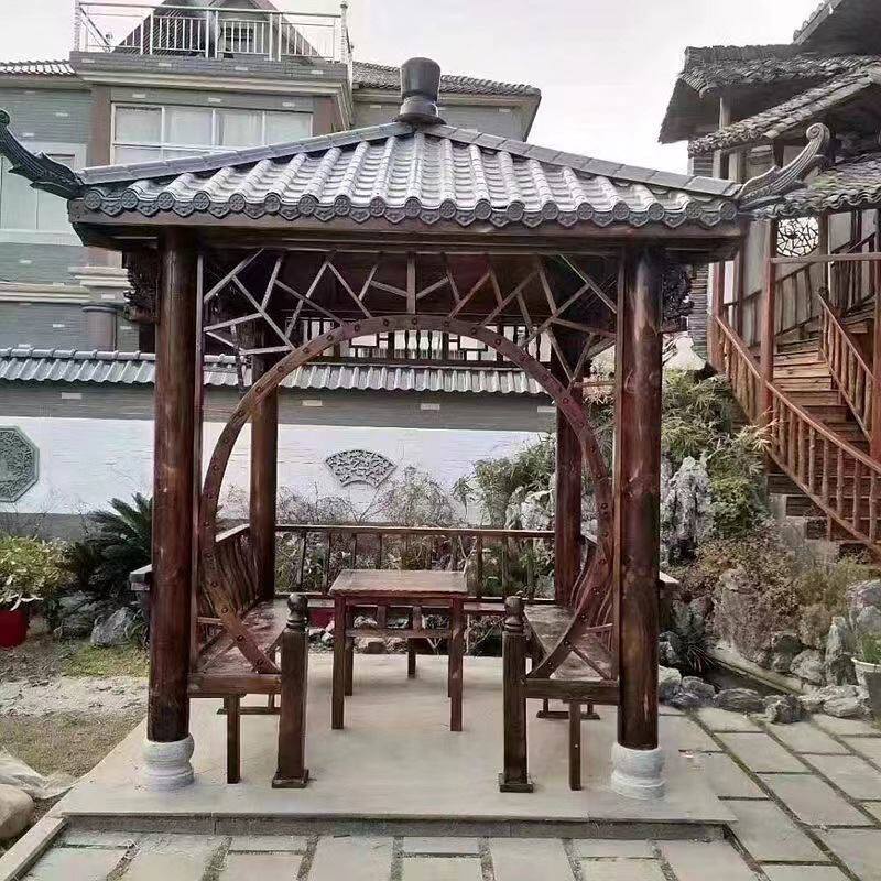 别墅户外四角古凉亭四角凉亭休闲凉亭建实木仿古亭庭院亭子四角