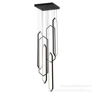 别墅楼梯吊灯复式 楼现代简约公寓旋转LOFT长吊灯客厅楼梯间长条灯