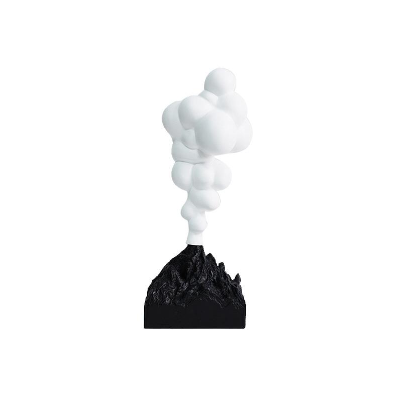 现代极简抽象火山喷发植绒树脂摆件样板间客厅书房儿童房趣味装饰