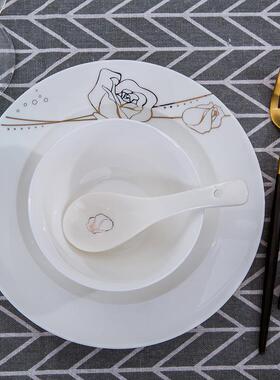 景镇德餐具8头骨瓷餐具套装餐Z1204碗盘套装礼2品瓷具定制