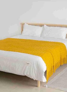 北欧水公浪水浪纹沙头发盖毯毯民宿酒店床搭毯办室午睡毛空调针织