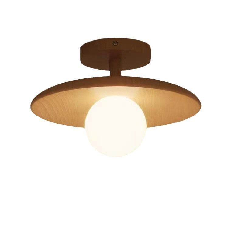 北欧原木风吸顶过道灯简约个性阳台灯走廊玄关灯木质灯具