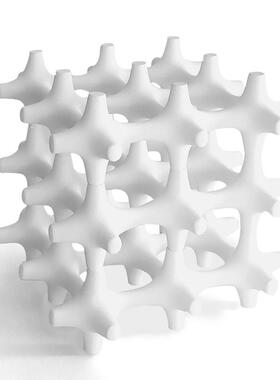 简约色现代银创意镂空建建筑魔方摆件楼UKB处搭样板房玄关售软装