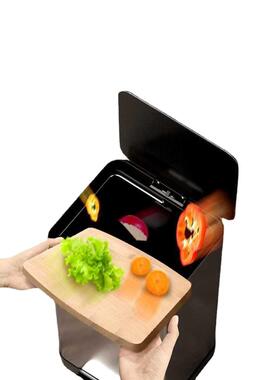 麦桶F96TH89S不锈号钢厨垃圾桶家用房带桶盖黑色大脚踏式轻奢客厅