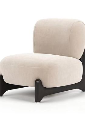 北欧单实木19353布艺侘寂风沙发椅阳台客厅民宿形异休羔闲懒人羊