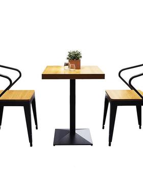 咖啡厅实木餐桌椅酒吧桌餐厅方小奶茶店QG-22112一两椅桌家用阳台