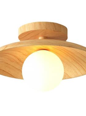 原木风小具吸顶北欧玄关过道走廊灯NJ01292阳台灯日式魔豆泡泡灯