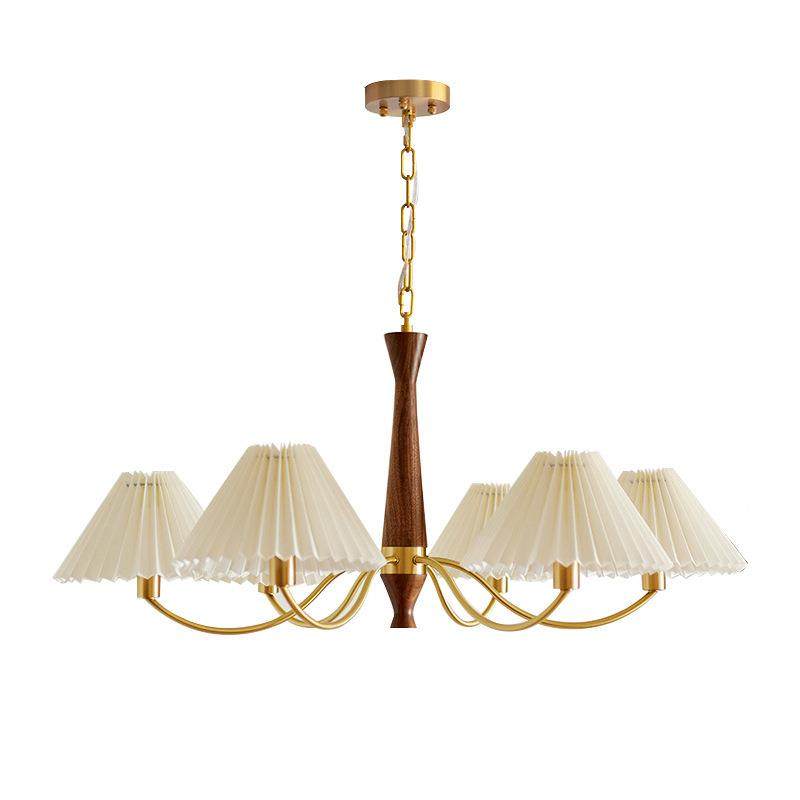 美式厅吊灯中全铜古胡桃木卧室餐厅灯法客式轻奢全复古光谱百褶灯,家装灯饰光源,智能吊灯,淘宝优惠券,粉丝福利购,淘宝优惠卷