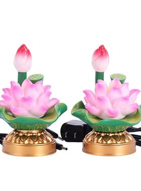 电池LE七花彩莲灯D佛具插电LED-LHD-佛前灯佛供灯家用佛具用品供