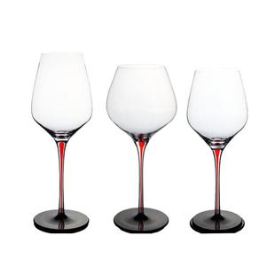 红挺黑底勃艮第领结红酒杯现货含运波尔多彩盒装 水晶红葡萄酒杯