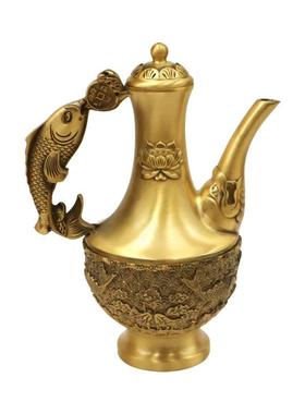 家用老式铜酒壶黄铜酒杯套装手工黄铜制品清酒水酒器烫茶壶新款