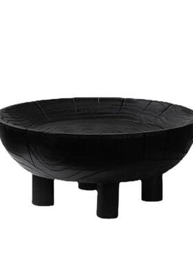 侘寂风炭化四木ali-6976足果盘碳化木饰摆盘件装酒店民宿软装饰