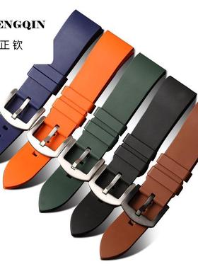 耐磨氟橡胶表带适配潜水水鬼加厚华为GT2 24 22 20MM男防水尘表链