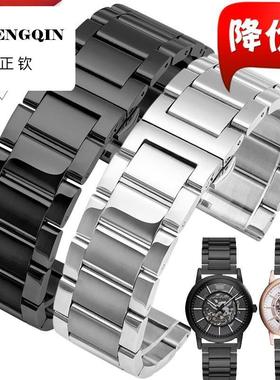 适用阿玛尼手表带同款钢带黑色配AR60008 2447 2433黑武士男表带