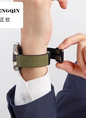 适用华为gt4表带gt3Pro手表watch4疯马纹2方形扣watchgt真皮磁吸