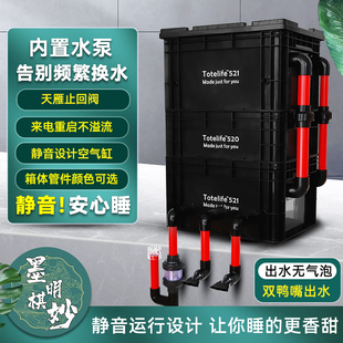 工业风周转箱鱼缸内置水泵过滤器养鱼龟缸滴流盒内外置周转箱过滤