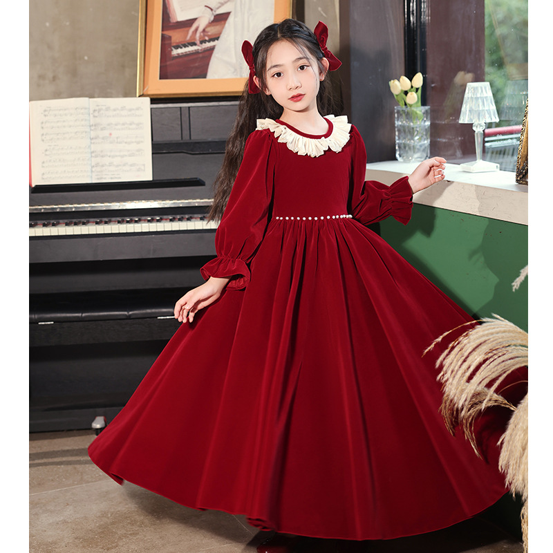 大童女童生日礼服公主裙儿童连衣裙春季花童钢琴演奏演出服酒