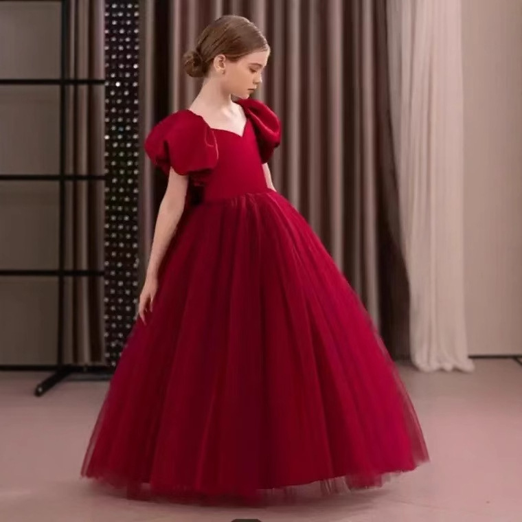 大童女童生日礼服公主裙儿童连衣裙春季花童钢琴演奏演出服酒