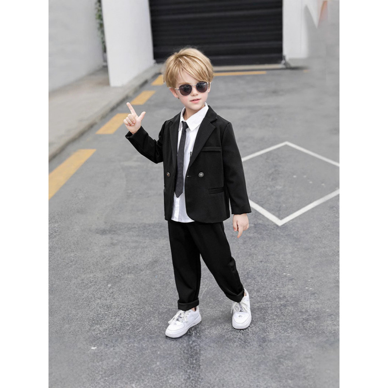 男童西服套装2025春秋新款英伦儿童生日礼服中小童帅气表演服