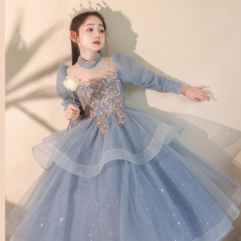 儿童生日宴礼服花童公主裙女童小主持人走秀小提琴钢琴演奏