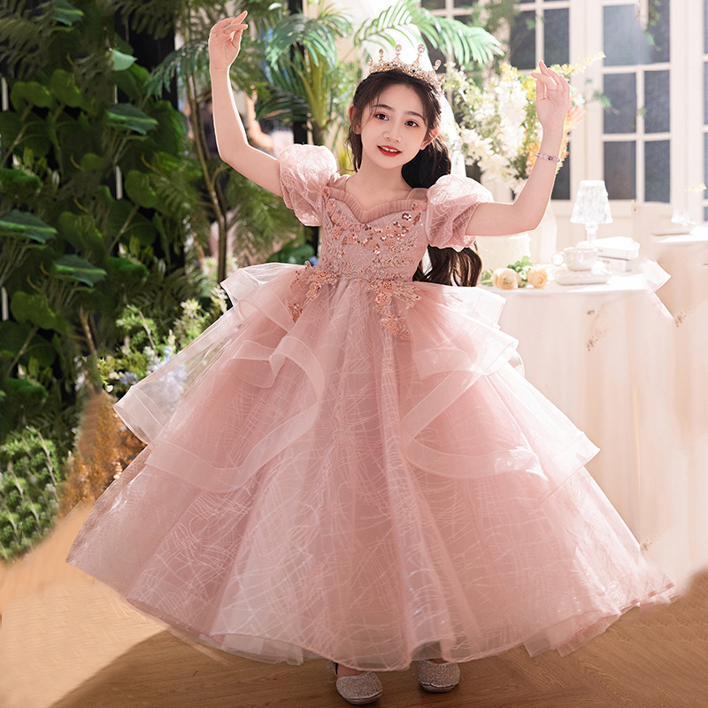 女童礼服花童婚礼小女孩钢琴演奏高端主持人演出服儿童生日公主