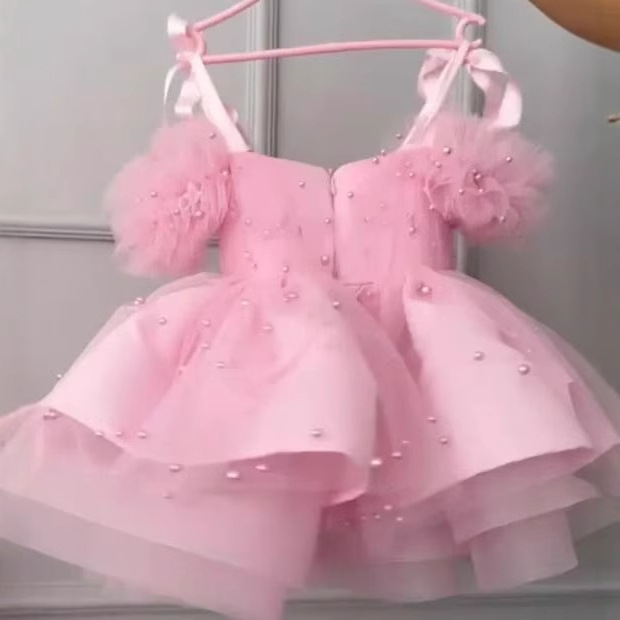 2025新款女童主持人礼服公主裙生日宴会儿童钢琴演出服小众蓬蓬