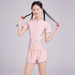 公主风户外游泳衣女孩超萌 儿童泳衣女孩女士防走光分体半袖