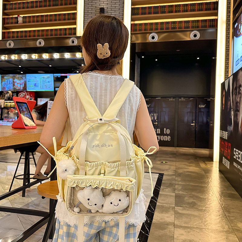 双肩包女学生新款大容量时尚百搭卡通拼接小清新休闲旅游背包书包