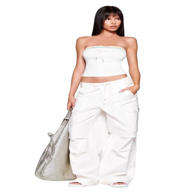 直筒裤多口袋设计感宽松工装裤