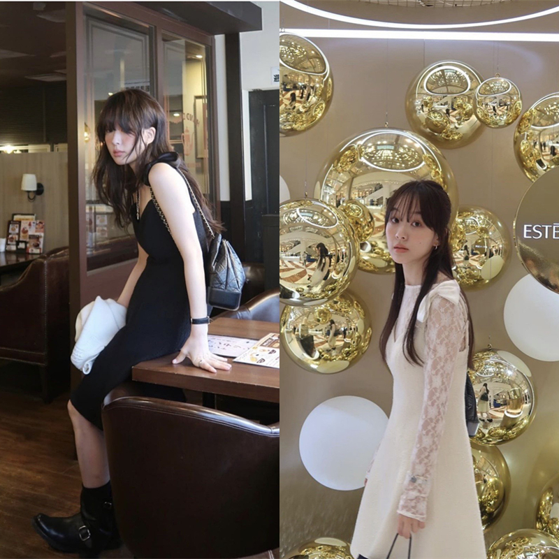 短裙法式复古蝴蝶结吊带连衣裙