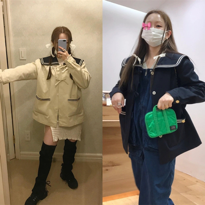 蝴蝶结海军领外套mabling