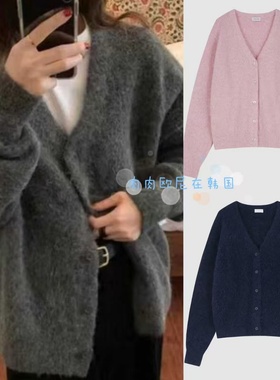 现货 lerobe 2025新款 慵懒风单排扣纯色长袖针织开衫毛衣外套女