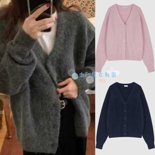 现货 lerobe 2025新款 慵懒风单排扣纯色长袖针织开衫毛衣外套女