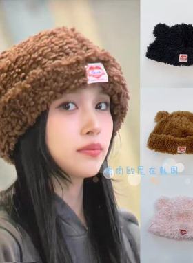 现货 basicks许允真名井楠同款保暖可爱毛绒小熊耳朵羊羔毛护耳帽