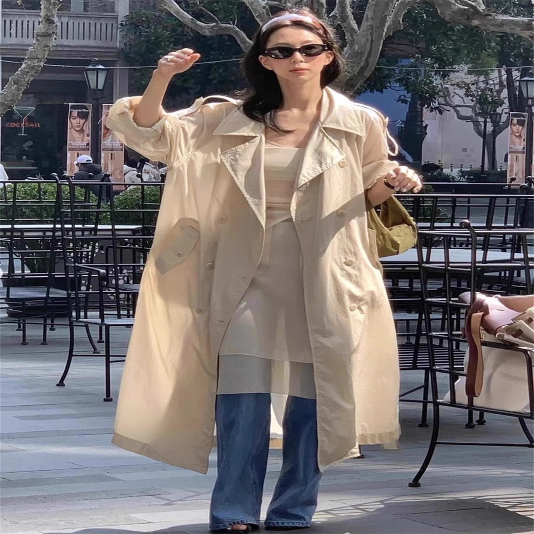 宽松中长款风衣外套防晒大衣女