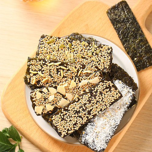 5kg/盒高蛋白芝麻海苔夹心脆 宝宝孕妇香脆休闲零食海苔脆片即食