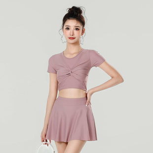 夏款 保守游泳馆专用女士温泉泳衣遮肚显0323d 分体泳衣女2026新款