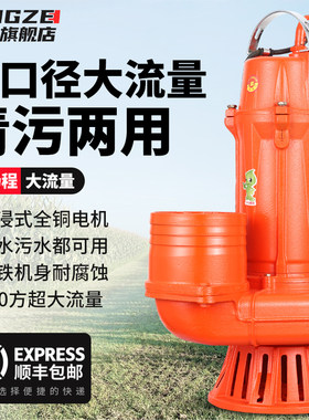 鱼塘排水神器220V大口径潜水泵