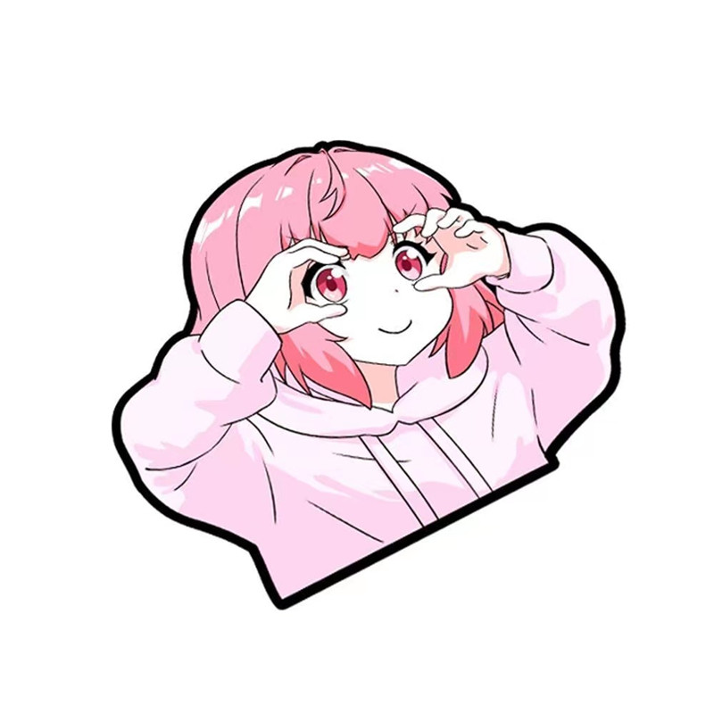 反光贴纸思晴装饰贴JDM汽车LOGO二次元动漫粉色电动车摩托贴纸