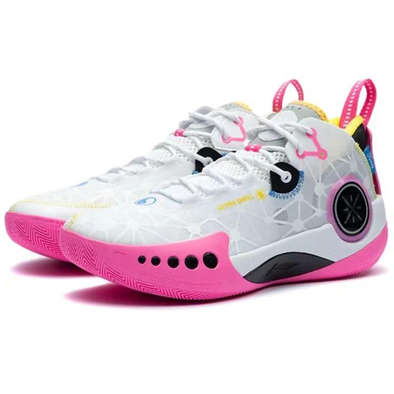 LiNing李宁 韦德幻影3 反光 减震防滑耐磨 低帮篮球鞋 白粉