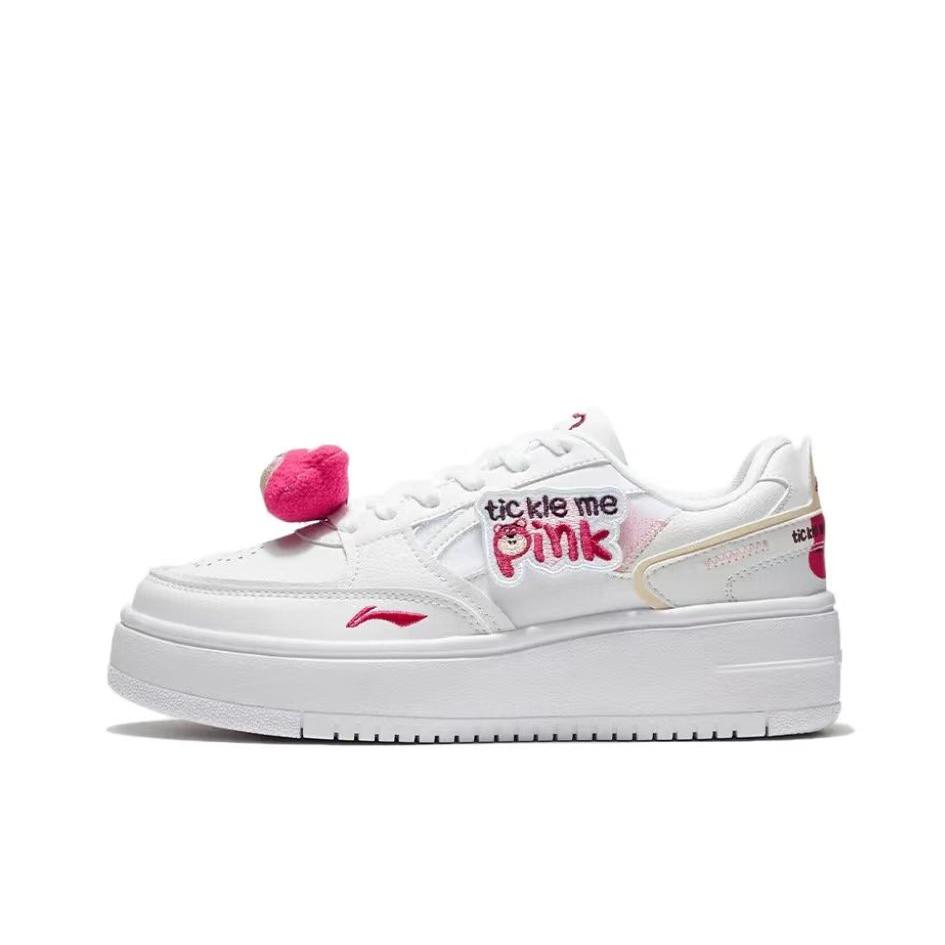 LiNing李宁 草莓熊 经典百搭 防滑耐磨 低帮 板鞋 女款白AGCT382