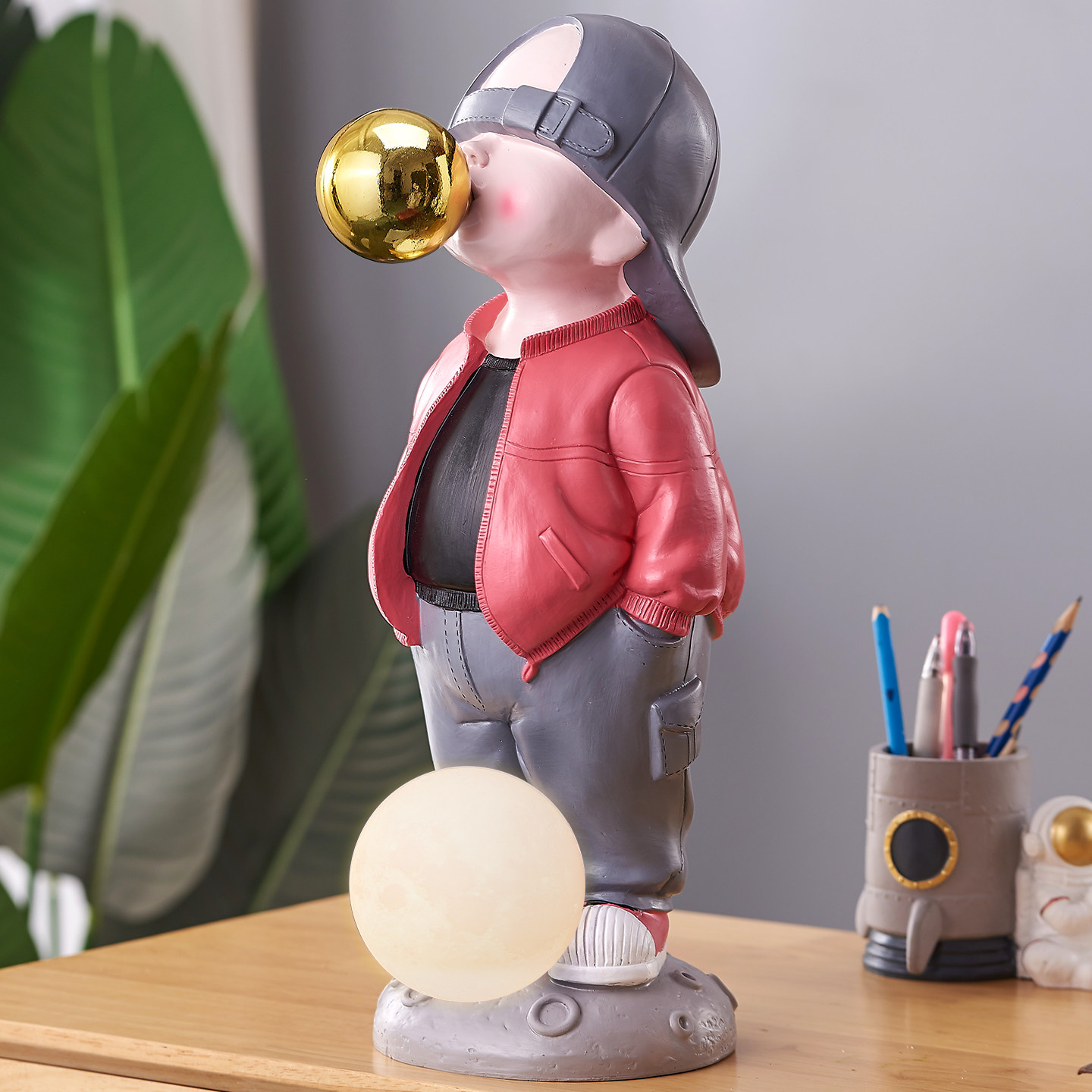 创意夜灯摆件礼品吹泡泡男孩存钱罐客厅儿童房装饰个性储钱罐定制